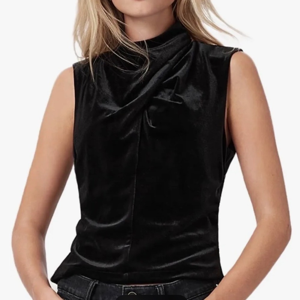 A New Day Velvet Empire Waist Top Women XXL Black New With Tags‎